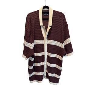 Abercrombie & Fitch Men XXL Knit Stripe Crochet Sweater Polo Shirt Button Front